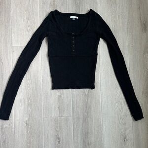 American Eagle Outfitters Black Long Sleeve fitted shirt size XXS